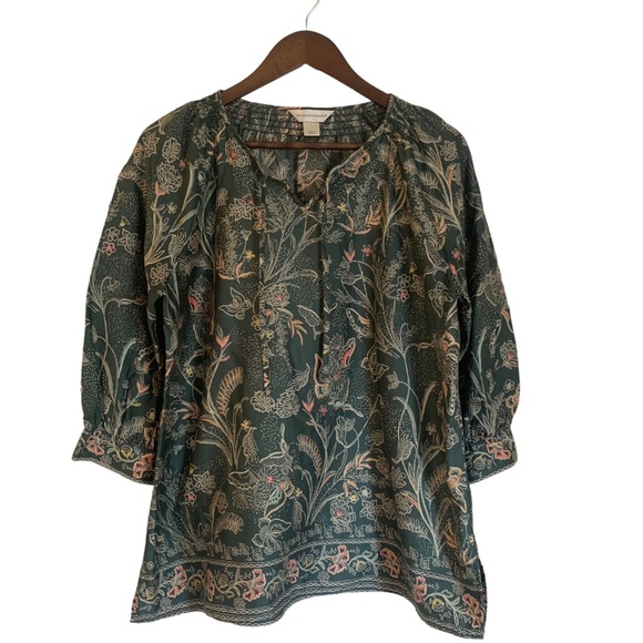 Christopher & Banks Tops - Christopher & Banks 100% Cotton Floral/Boho Blouse/Tunic 3/4 Sleeves Sz L